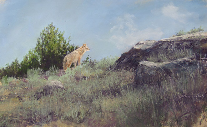 "On the Hunt - Coyote" by Becky Johnson, 5.25x9.5", $750