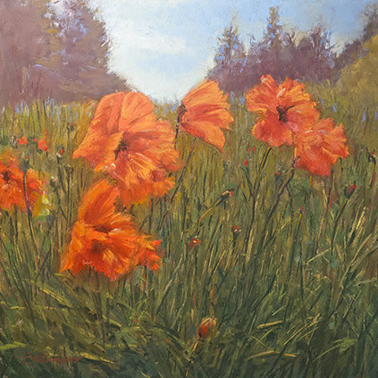"Poppies in the Wind" by Jeannette Stutzman, 12x12", $650