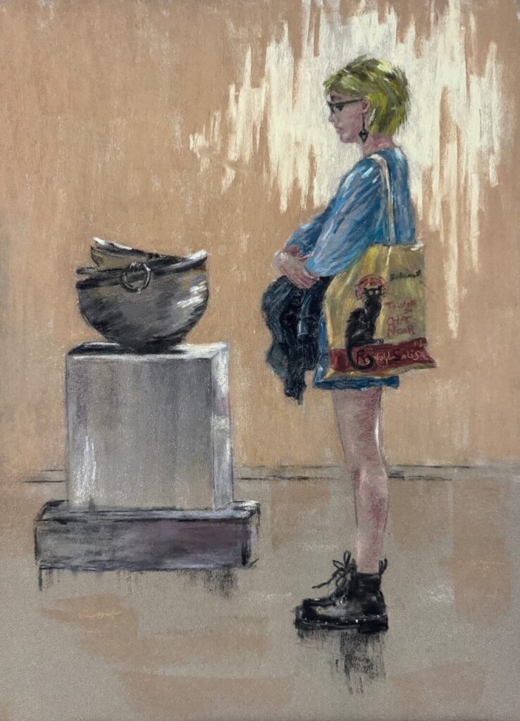 "Girl in the Museum with Green Hair" by  Julie Raney